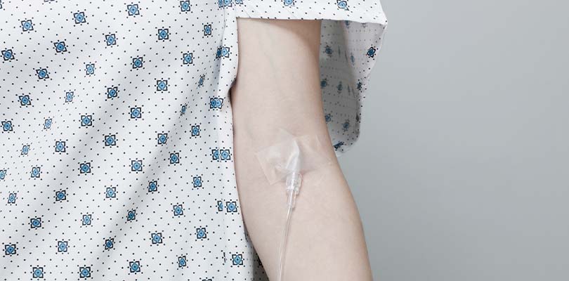 An IV in someone's arm.